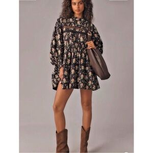 Anthropologie Pilcro Long-Sleeve Mock-Neck Swing Mini Dress S